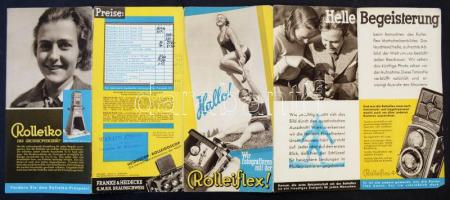 cca 1920-1940 Rolleiflex brosúra, Hallo! Wir fotographieren mit der Rolleiflex!, Braunschweig, Franke&Heidecke, német nyelven, 21x10 cm.