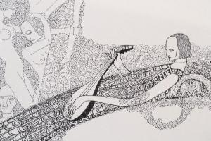 Kozma Lajos (1884-1948): Álom, cinkográfia, papír, jelzett a cinkográfián, 18×16,5 cm