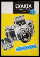 1961 Exaktra Varex IIa, Drezda, Ihagee Kamerawerk, német nyelven, 7 p., 21x14 cm.
