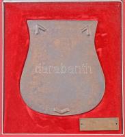 DN "Budafok-Háros" Br pajzs alakú plakett, eredeti dísztokban, mellette kis Br táblával, r...