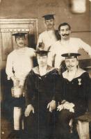 1913 Osztrák-magyar haditengerészek, Jubileumi kereszt kitüntetéssel / Austro-Hungarian Navy mariners, with Jubilee Cross decoration, photo (fl)