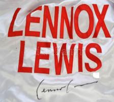 Lennox Lewis (1965- ) nehézsúlyú bokszoló aláírása selyem bokszolóköntösön, hitelesítő lappal