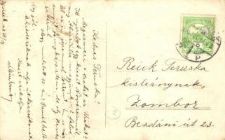 1914 Újvidék, Novi Sad; utcakép, Kertész Mór és Hohlfeld J. üzlete / street view with shops, photo