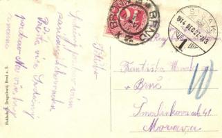 Sziszek, Sisak; utcakép, vendéglő, Jos. Vrisch üzlete / Gostiona Klowackow Rogu / street, restaurant...