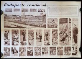 cca 1960 Budapesti randevúk, Országos Testnevelési Napok plakát, 2 db, 57,5×81 cm