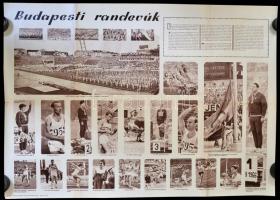 cca 1960 "Budapesti randevúk", Országos Testnevelési Napok plakát, 2 db, 57,5×81 cm