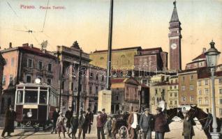 Piran, Pirano; Piazza Tartini / square, tram line 4