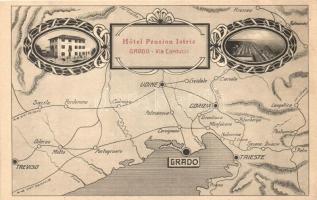 Grado, Hotel Pension Istria, map, Art Nouveau. Stokel & Debarba