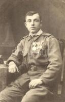 1918 Osztrák-magyar katona kitüntetésekkel / K. u. K. decorated soldier, photo (EK)