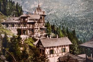 cca 1910 Rózsa Szálloda a Tátrában, a Nagy-Tarpataki-völgyben, színezett fotó, feliratozva, 17x22 cm...