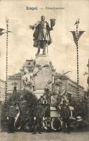 Szeged, Kossuth szobor, csendőrök, Birnfeld Mano kiadása (EK)