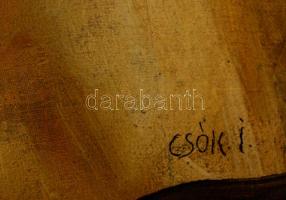 Csók jelzéssel: Virágcsendélet. Olaj, vászon, foltos, 70×44 cm