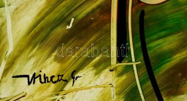 Hincz jelzéssel: Ülő női akt. Olaj, farost (vetemetedett), 76×60 cm