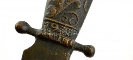 1933 Gödöllő cserkész jamboree bronz tőr. Szarvas díszítéssel, felirattal / 1933 Jamboree bronze dag...