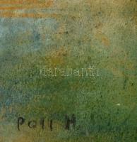 Poll jelzéssel: Kikötő. Pasztell, papír, üvegezett keretben, 46×63 cm