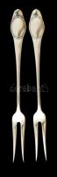 Ezüst(Ag) kétágú villa, 2 db, jelzett, h: 15 cm, nettó: 25 g