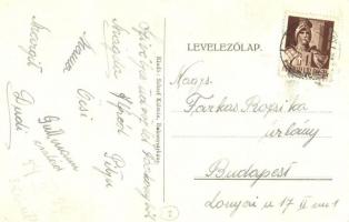 Bakonysárkány, Római katolikus templom, utcakép, üzlet Albus szappan reklámmal. Kiadja Scharf Kálmán