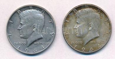 Amerikai Egyesült Államok 1964-1964D 1/2$ Ag "Kennedy" (2x) T:1-,2 kis patina USA 1964-1964D 1/2 Dollar Ag "Kennedy" (2x) C:AU,XF small patina Krause KM#202