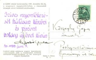 1938 Budapest, Ganz waggongyár nagygépműhelye, Ganz vállalat karácsonyfája a visszacsatolt községek ...