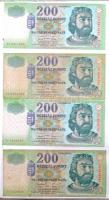 1998-2011. 120db-os rendezett forint bankjegy gyűjtemény az egyes kiadások különböző betűjeles típusaiból, néhány bankjegy másodpéldányokkal, sorszámkövető kiadásokkal, benne: 1998-2007. 200Ft (42x) + 1998-2011. 500Ft (30x) + 1998-2011. 1000Ft (48x) T:vegyes / Hungary 1998-2011. 120pcs of Forint banknotes collection about the various series prefixes of the issues, some notes with duplicates and sequential serials, including: 1998-2007. 200 Forint (42x) + 1998-2011. 500 Forint (30x) + 1998-2011. 1000Forint (48x) C:mixed