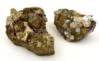 2 db ásvány(pirit, kvarc), 12x7 és 15x10 cm