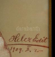 Helcz Edit (1881-1969): Nyitott könyv. Pasztell, papír, jelzett, üvegezett keretben, 32×49 cm