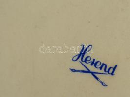 Herendi virágmintás porcelán tálka, kézzel festett, jelzett, hibátlan, 13x9 cm