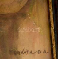 Horváth jelzéssel: Borozgatók. Vegyes technika, papír, üvegezett keretben, 40×50 cm