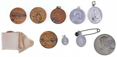 10db-os vegyes vallási témájú medál és jelvény T:2
10pcs of various religious themed medal and badg...