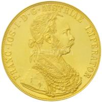 Ausztria 1915. 4D Au "Ferenc József" utánveret (13,96g/0.986) T:1- apró ph. Austria 1915. 4 Ducat Au "Franz Joseph" restrike (13,96g/0.986) C:AU tiny edge error Krause KM# 2276