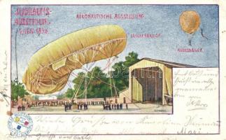 1898 Vienna, Wien; Jubiläums Ausstellung, Aeronautische Ausstellung / Anniversary Exhibition, Aeronautical Exhibition, airship, advertisement s: Bienert