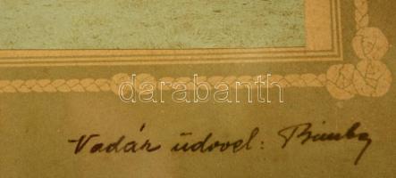 1910 Bánky: Somogyi vadászok, csoportkép, üvegezett keretben, 13×17 cm