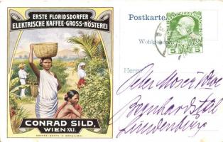 Erste Floridsdorfer Elektrische Kaffee-Gross-Rösterei, Conrad Sild, Kaffee-Ernte in Brasilien / Austrian coffee advertisement, Brasilian coffee harvest