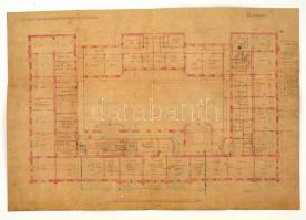 VÉDETT 1900 Budapest V. A Postatakarékpénztár Hold utcai épületének eredeti tervrajzai. Lechner Ödön...