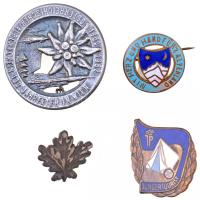 4db-os külföldi turista és természetjáró jelvény, közte NDK ~1950. "Junger Tourist" fém jelvény T:2 4pcs tourist badges, including GDR ~1950. "Junger Tourist" metal badge C:XF