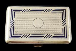 Ezüst(Ag) névjegykártyatartó zománcberakással, jelzett, 8x5,3x1 cm, bruttó: 90,5 g