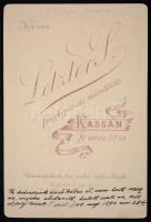 1892 Schirger Tivadar, kasai polgár, a Kassai Korcsolyázó Egylet elnöke, keményhátú fotó, Letzter J....