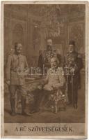 A hű szövetségesek / Leaders of the Central Powers, Wilhelm II, Franz Joseph, Mehmed V, Ferdinand I of Bulgaria, WWI military propaganda (fl)