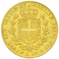 Olasz Államok / Szardínia 1849P 20L Au "Károly Albert" (6,43g/0.900) T:2,2- ph. / 
Italia...