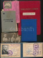 1939-1963 Gépjárművezetői igazolvány, szakszervezeti tagsági könyv, tanulmányi könyv, dolgozói igazolvány, kiegészítő lapokkal, családi fotóval (1908)