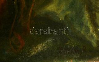 Pálya jelzéssel: Pipázó cigánylány. Olaj, vászon, 70×44 cm