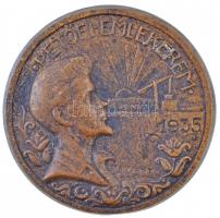 Zimányi Ernő 1935. "Petőfi emlékérem" egyoldalas Br emlékérem, hátoldala gravírozva (68mm/107,54g) T:2 / 1935. "Petőfi Commemorative medallion" one-sided Br commemorative medallion, engraved on reverse. Sign.: Ernő Zimányi (68mm/107,54g) C:XF