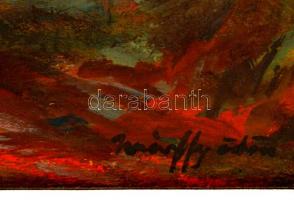 Márffy jelzéssel: Legelő lovak.Olaj, farost, keretben, 40×50 cm