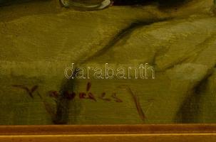 Kovács jelzéssel: Asztali csendélet. Olaj, farost, keretben, 13×19 cm