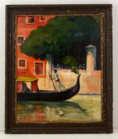 Herrer jelzéssel: Gondola. Olaj, falemez, kopott, keretben, 63×47 cm