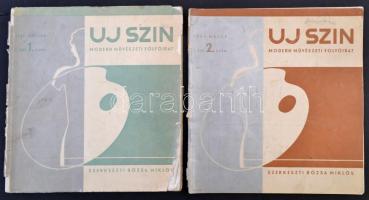 Uj Szin. Modern művészeti folyóirat. Szerk. Rózsa Miklós. (1930. 1. évf. 1.-2. sz. Több nem jelent meg! (Bp. 1931. Dante), 61 l. 1 t (hiányzik ); 48 l.; (49)-96 l Szövegközti és egészoldalas képekkel.  Címlap és típográfia: Bortnyik Sándor munkája. A második szám címlapján Halápy János aláírásával  Elsősorban az első szám kissé megviselt állapotban, de így is nagy ritkaság!