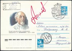 Anatolij Filipcsenko (1928- ) szovjet űrhajós aláírása emlékborítékon /  Signature of Anatoliy Filipchenko (1928- ) Soviet astronaut on envelope