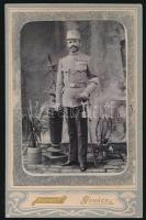 cca 1890 Díszegyenruhás katona Barticzky János mohácsi fényképész keményhátú fotóján / Decorated soldier photo 11x17 cm