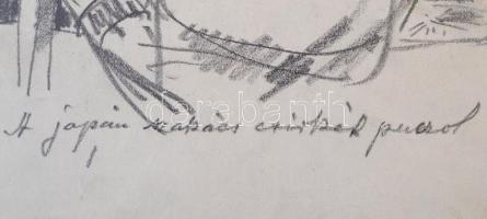 Márton Ferenc (1884-1940): 1933 Jamboree, Vacsorázó finnek. Ceruza, papír, jelzett, 17×16 cm