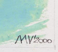 Merényi Valéria (1955-):  Tájkép. Gouache, papír, jelzett, 21×40 cm